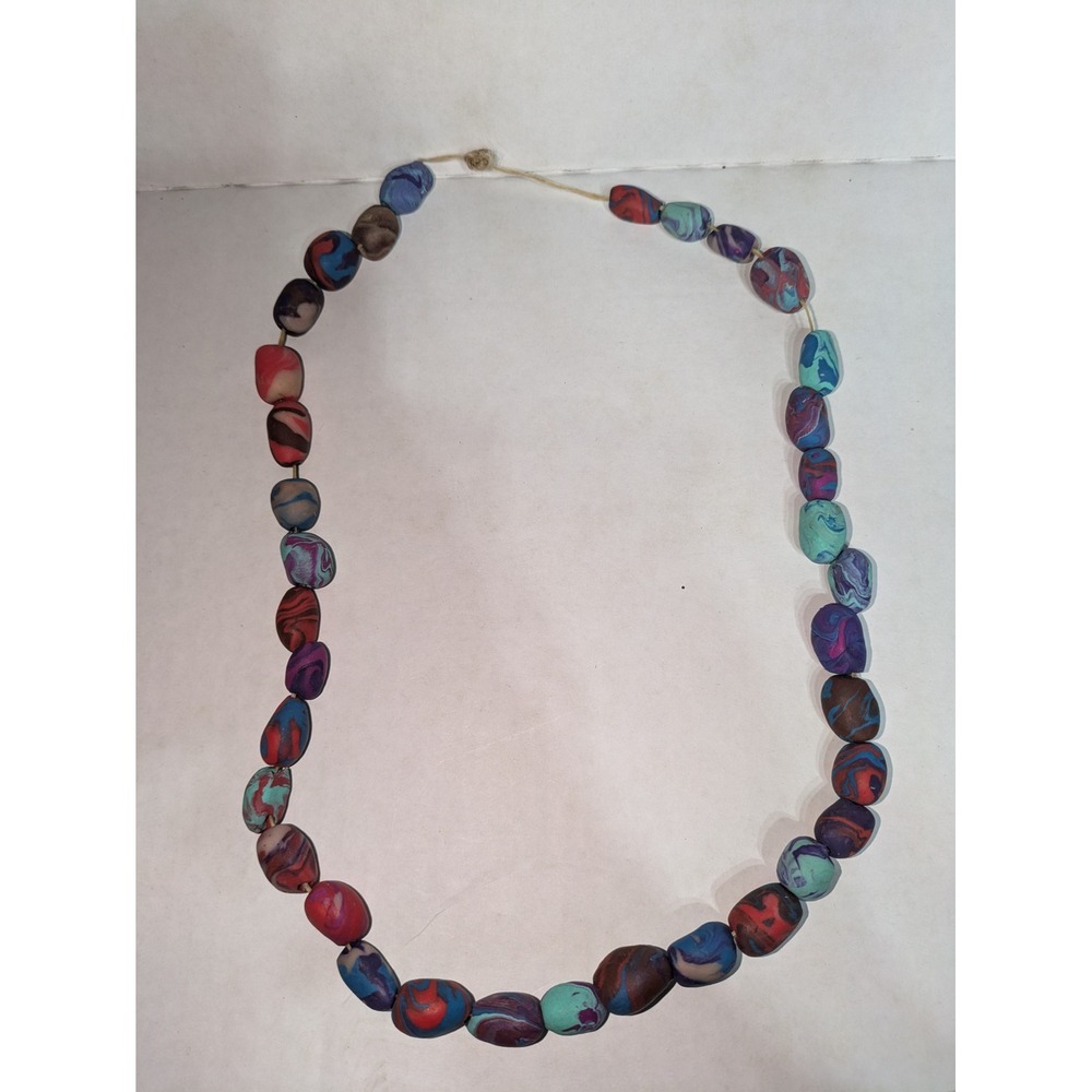 Handmade Colorful Polymer Clay Bead‎ Necklace Unique Fashion Statement Jewelry